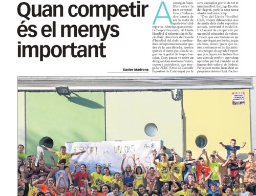 El projecte “Esports amb valors” de Lleida HC protagonista a l’Esport Base del Diari Segre