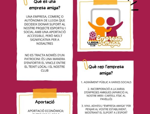 El Lleida Handbol Club impulsa la categoria “Empresa Amiga” per ampliar les vies de col·laboració amb el teixit empresarial