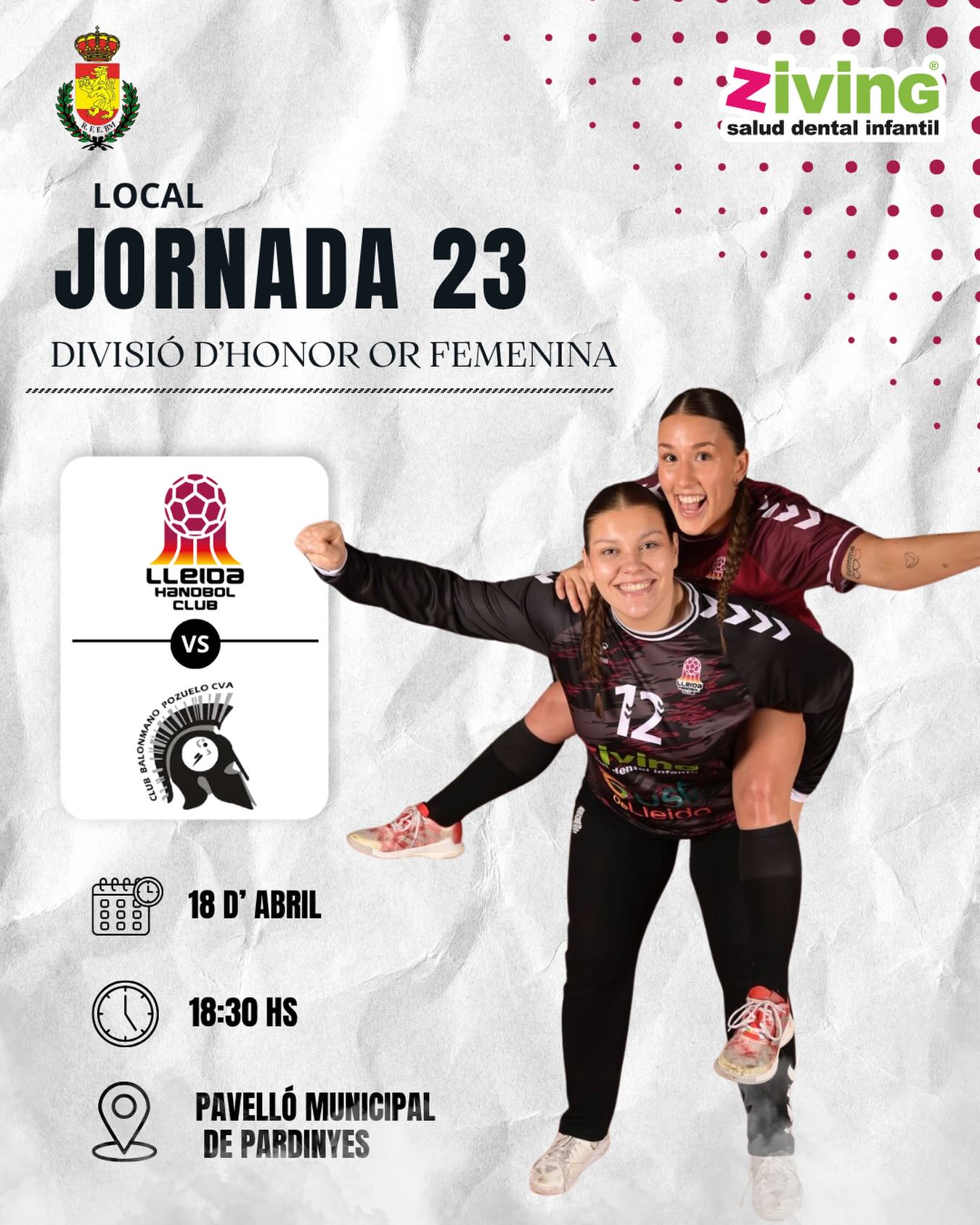 Lleida HC vs Balonmano Pozuelo pavello pardinyes 18.30 h